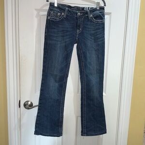 Miss Me Irene Bootcut jeans 30 button flap back pockets topstitching Y2K cowgirl